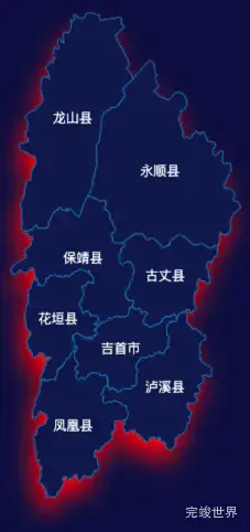 echarts湘西土家族苗族自治州地图添加阴影效果实例